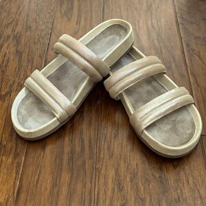 Chocolate Blu Davi Shimmering Beige Double Strap Sandals